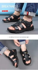 Genuine Leather Shoes for Men Summer New Men Sandals Luxury High Quality Cowhide Beach Shoes Outdoor Anti Slip Men