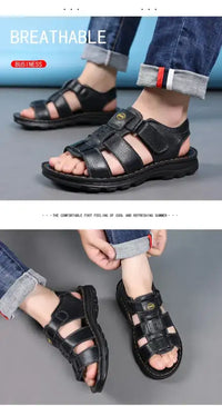 Genuine Leather Shoes for Men Summer New Men Sandals Luxury High Quality Cowhide Beach Shoes Outdoor Anti Slip Men