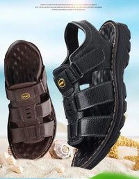 Genuine Leather Shoes for Men Summer New Men Sandals Luxury High Quality Cowhide Beach Shoes Outdoor Anti Slip Men