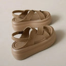 New Summer Women Chunky Sandals Leather High Platform Trainers Breathable Casual Slippers Shoes Woman 7.5CM Heels Wedge