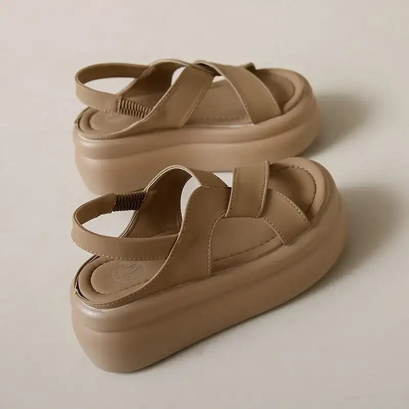 Gorgeous Beige and Black High Platform Sandals