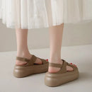 New Summer Women Chunky Sandals Leather High Platform Trainers Breathable Casual Slippers Shoes Woman 7.5CM Heels Wedge