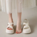 New Summer Women Chunky Sandals Leather High Platform Trainers Breathable Casual Slippers Shoes Woman 7.5CM Heels Wedge