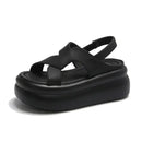 New Summer Women Chunky Sandals Leather High Platform Trainers Breathable Casual Slippers Shoes Woman 7.5CM Heels Wedge