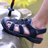 Men Large Soft Sole Summer New Slippers Baotou Breathable Beach Shoes Outdoor Casual Shoe Chaussure Homme Size platform