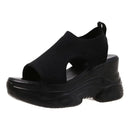 Thick Soled Sandals For Women Summer Mesh Breathable Peep Toe Sloping Heel Sandals Plus Size Sports Walking Mesh Flat