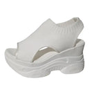 Thick Soled Sandals For Women Summer Mesh Breathable Peep Toe Sloping Heel Sandals Plus Size Sports Walking Mesh Flat