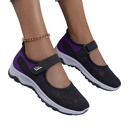Black and purple Mary Jane style sneakers.
