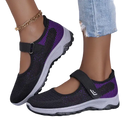 Black and purple Mary Jane sneakers.