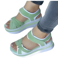 Light green platform sandals.