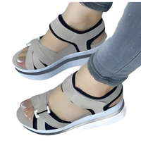 Platform sandals with beige straps.