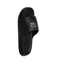Black slipper with cartoon design.
