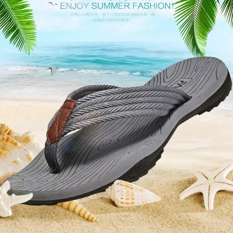 Comfy Gray and Black Casual Flip Flops Men's Summer Slippers