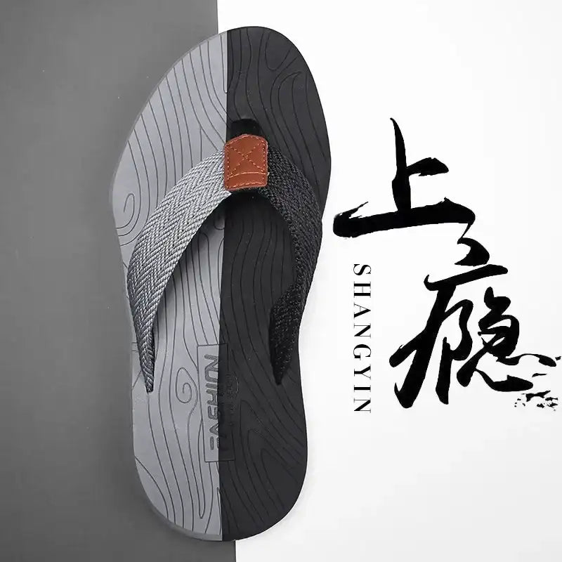 Slippers Men Summer New Casual Flip Flops Men’s Sandals Wear Anti-skid Beach Sandal Shoe Slipper - Black gray / 43