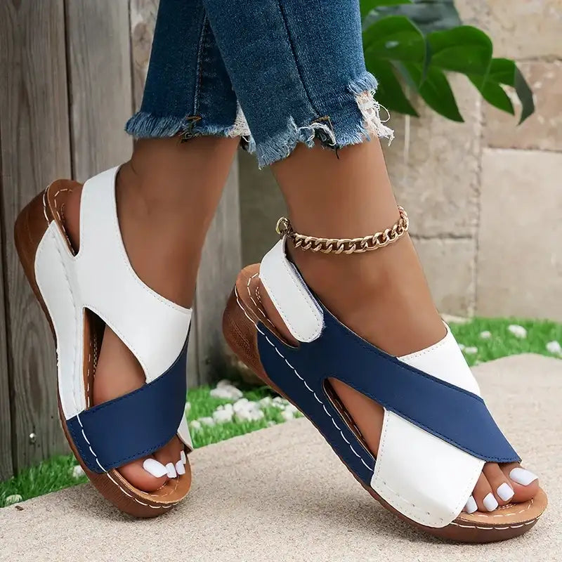 Comfy Two Tone Sandals Shoes Women Summer Fashion
