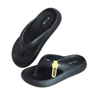 Black platform flip-flops.