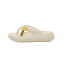 Cream-colored platform flip-flop with yellow accent.