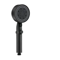 Black handheld shower head.