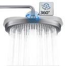 Adjustable shower head with water flowing.