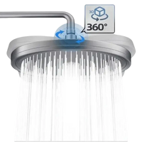 Adjustable shower head with water flowing.