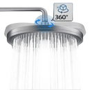 Adjustable shower head with water flowing.