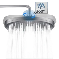 Adjustable shower head with water flowing.