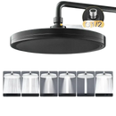 Black rainfall shower head with six spray modes.