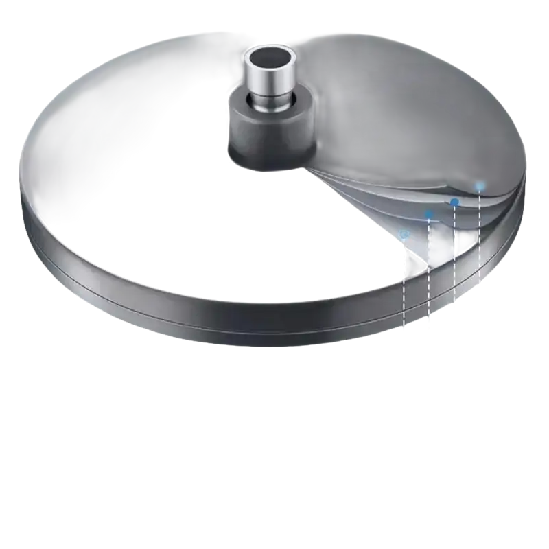 Layered metal disc with central cylinder.