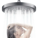 Overhead shower with cascading water.