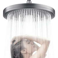 Overhead shower with cascading water.