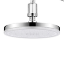 Round chrome shower head.