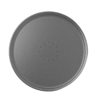 Round gray shower head.