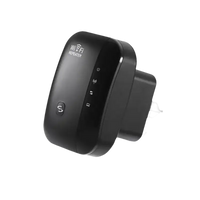Black Wi-Fi repeater with plug.