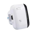 White Wi-Fi repeater with black trim.