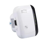 White Wi-Fi repeater with black trim.