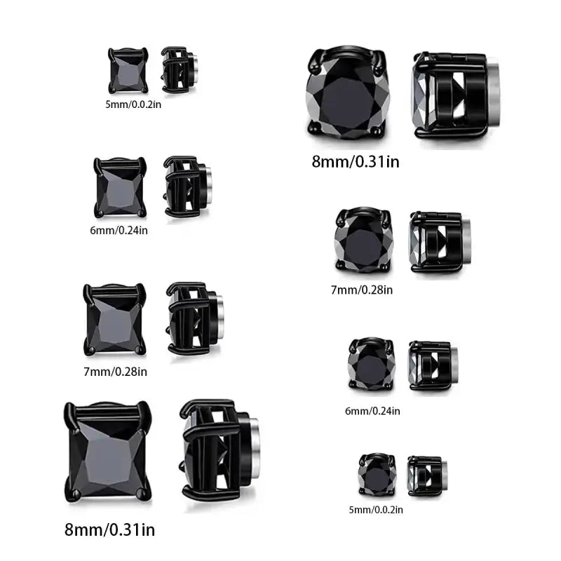 Korean Chic Stainless Steel Clip-On Earrings - Black 1 Set