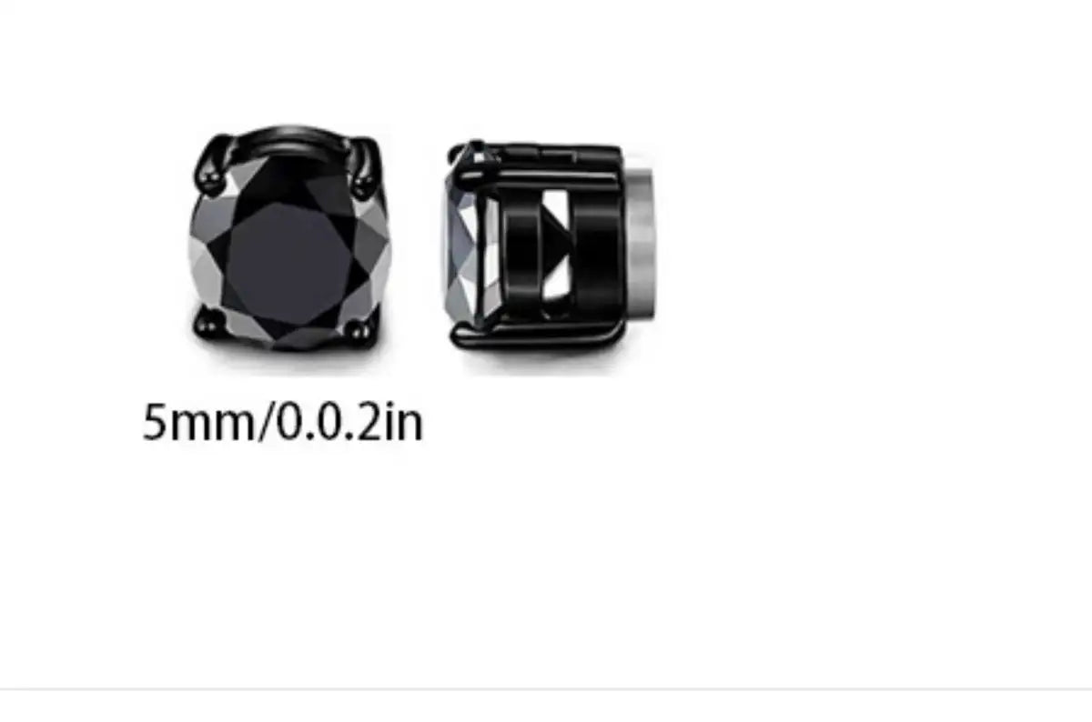 5mm Black Round 1 Pair