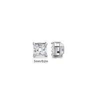 Korean Chic Stainless Steel Clip-On Earrings - 5mm Steel Square 1 Pair