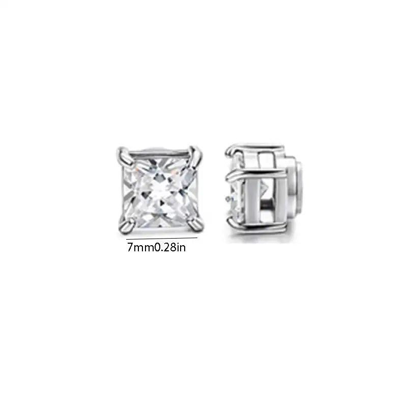 Korean Chic Stainless Steel Clip-On Earrings - 7mm Steel Square 1 Pair