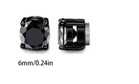 Korean Chic Stainless Steel Clip-On Earrings - 6mm Black Round 1 Pair