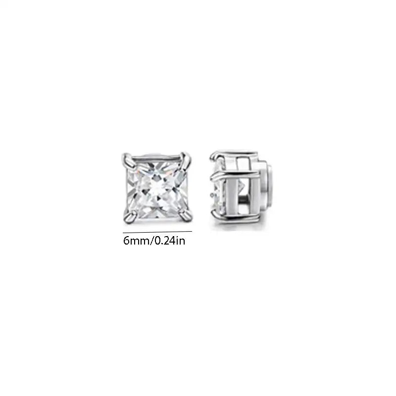 Korean Chic Stainless Steel Clip-On Earrings - 6mm Steel Square 1 Pair
