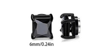 Korean Chic Stainless Steel Clip-On Earrings - 6mm Black Square 1 Pair