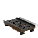 Black rolling computer stand.