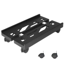 Black rolling computer tower stand.