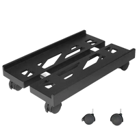 Black rolling computer tower stand.
