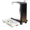 Computer case bracket with casters.