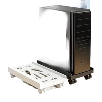 Computer case bracket with casters.