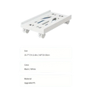 Adjustable computer case stand with wheels.