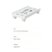 Adjustable computer case stand with wheels.