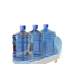 Three water jugs on a cart.
